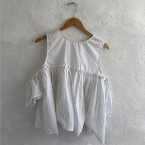 Cotton blend cold shoulder blouse